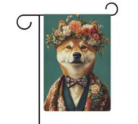 Poster Akita en costume _ Portrait Akita _ Peinture à l'huile Akita _ Affiche de corps humain tête d'animal _ Poster drôle de chien _ Art mural d'animal de compagnie _ Impression Akita 1_2 Drapeau