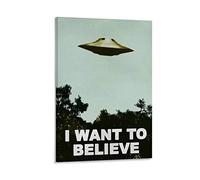 Poster Alien OVNI I Want to Believe - Peinture décorative sur toile - Poster mural et art - Décoration moderne pour chambre à coucher - 20 x 30 cm