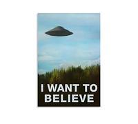 Poster Alien OVNI I Want to Believe - Peinture décorative sur toile - Poster mural et art - Décoration moderne pour chambre à coucher - 20 x 30 cm
