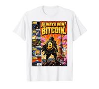Poster « Always Win » Bitcoin Samurai Warrior T-Shirt Graphique avec Valeur, Homme, Blanc, XL
