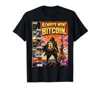Poster « Always Win » Bitcoin Samurai Warrior T-Shirt Graphique avec Valeur, Homme, Noir, M