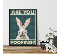 Poster amusant en forme de lapin avec inscription « Are You Pooping » - Décoration de salle de bain, salle de bain, toilettes - 20,3 x 30,5 cm