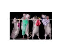 Poster amusant en forme de souris d'animaux sauvages pour sécher des sous-vêtements, affiche amusante d'art vintage, toile murale, décoration esthétique, salon, chambre d'enfant, dortoir, café, salle