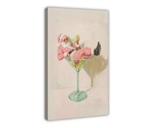 Poster amusant sur toile Père Noël Martini pour décoration de chambre à coucher, bureau, chambre, cadeau 30 x 45 cm