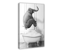 Poster amusant sur toile pour salle de bain (2) - Décoration murale pour salon, chambre à coucher - 50 x 75 cm