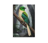 Poster animal exotique tropical dans une jungle luxuriante avec plumage vibrant et lumière mystique sur toile décorative pour chambre à coucher 60 x 90 cm