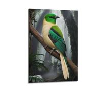 Poster animal exotique tropical dans une jungle luxuriante avec plumage vibrant et lumière mystique sur toile décorative pour chambre à coucher 50 x 75 cm