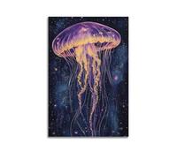 Poster animal marin mauve méduse Odyssée décorative sur toile 50 x 75 cm