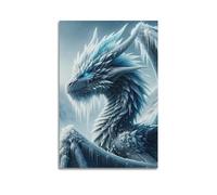 Poster animal mythologique dragon givré sur toile 30 x 45 cm