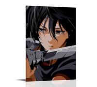 Poster Anime Attack on Titan - Mikasa Ackerman - Peinture décorative sur toile - Art mural - Pour salon, chambre à coucher - 50 x 75 cm