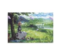 Poster animé Violet Under The Violet Evergarden Tree - Peinture décorative sur toile - Pour salon, chambre à coucher, art mural - Impression photo moderne - Décoration de salle familiale - 50 x 75 cm