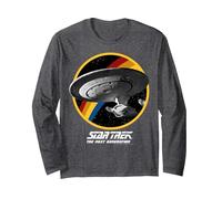 Poster Arc-en-Ciel de Star Trek The Next Generation Enterprise Manche Longue, Unisexe pour Adultes, Chiné Foncé, S