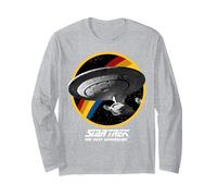 Poster Arc-en-Ciel de Star Trek The Next Generation Enterprise Manche Longue, Unisexe pour Adultes, Gris Chiné, L