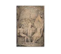 Poster Archange Raphaël avec Adam et Eve par William Blake - Impression sur toile - Décoration murale d'intérieur moderne - 40 x 60 cm