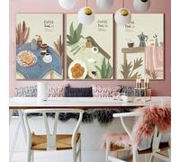 Poster Artistici Sul Caffè, Stampe Per Decorazioni Da Cucina, Dipinti Su Tela, Dipinti Di Dessert, Citazioni Sulla Vita, Opere D'Arte Per Bar, Sala Da Pranzo, Arredamento Per La Casa 50X70Cmx3Pcs Sans