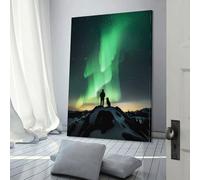 Poster Aurora Night avec mon chien, peinture sur toile, art mural, décoration pour mari, petit ami, petite amie, toile personnalisée, 60 x 90 cm