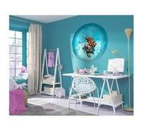 Poster autocollant forme ronde Disney Ariel regarde un bateau fond bleu - 125 cm