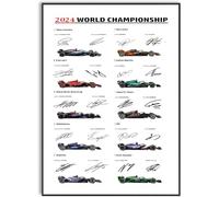 Poster autographe signé des équipes et pilotes de Formule 1 2024 pour les fans de course F1 - Affiche A4