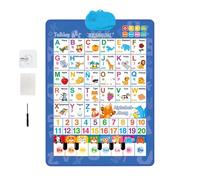 Poster avec alphabet bilingue - Tableau mural avec chiffres, affichage interactif avec musique de piano parlant | Décorations d'apprentissage éducatif pour , garçons, filles, âge 1-