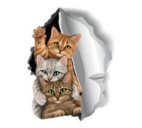 Poster avec chat Breaking Through Wall Cat/Bunny - À coller sur les murs peints - Décoration pour salon, chambre de bébé, chambre à coucher, toilettes (B)