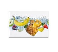 Poster avec éclaboussures d'eau et d'eau de fruits pour la maison et la cuisine, art mural rétro et esthétique pour décoration de maison et de bureau, 60 x 90 cm, style sans cadre