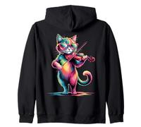 Poster avec Motif Chat Violon coloré Sweat à Capuche