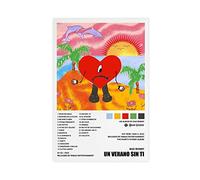 Poster Bad Bunny Un Verano Sin Ti sur toile pour décoration de chambre à coucher, paysage, bureau, décoration sans cadre, 60 x 90 cm