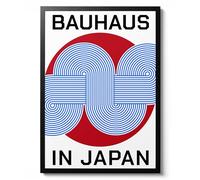 Poster Bauhaus au Japon, tourbillons bleus, art mural japonais du milieu du siècle, imprimé géométrique moderne, motif tourbillon, archivage mat, A3 (encadré), 42 x 29,7 cm