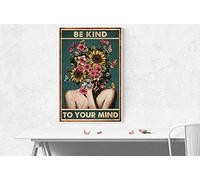 Poster « Be Kind To Your Mind » - Avec tête de pot - 30,5 x 40,6 cm