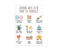 Poster « Be Kind to Yourself », « Self Care », « Positive Thinking », « Mindfulness », « Mental Health » - Décoration de bureau - Décoration murale pour salon, chambre à coucher - 61 x 91,4 cm