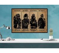Poster « Be Strong Be Brave Be Humble Be Badass » pour tous les jours - Cadeau de pompier - Affiche vintage - 30,5 x 40,6 cm