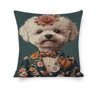 Poster Bichon Frise en costume _ Portrait de bichon frisé _ Peinture à l'huile de bichon frisé _ Affiche de corps humain tête d'animal _ Affiche amusante de chien _ Art mural pour animal de compagnie