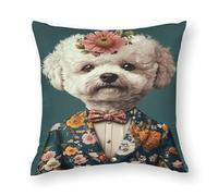 Poster Bichon Frise en costume _ Portrait de bichon frisé _ Peinture à l'huile de bichon frisé _ Affiche de corps humain tête d'animal _ Affiche amusante de chien _ Art mural pour animal de compagnie