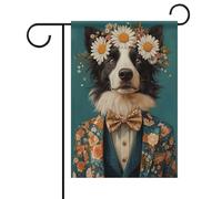 Poster Border Collie en costume _ Portrait Border Collie _ Peinture à l'huile Border Collie _ Tête d'animal Corps humain Poster humoristique Chien _ Imprimé animal domestique 1_4 Drapeau extérieur