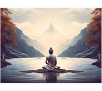 Poster bouddha assis | Affiche moine tibétain format paysage. Décoration zen et asiatique sans cadre. Idée cadeau Yoga et méditation. (30x40)