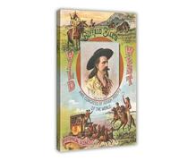 Poster Buffalo Bill Cody - Wild West Show Cowboy 1893 Saloon Bar - Impression sur toile pour chambre à coucher, bureau, chambre à coucher, bureau, décoration murale avec cadre 16x