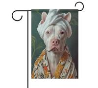 Poster Bull Terrier en peignoir _ Affiche de chien _ Impression de salle de bain Bull Terrier _ Art mural de chien _ Portrait de Bull Terrier _ Animal de compagnie _ Poster de salle de bain pour chien