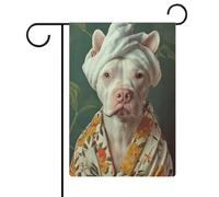 Poster Bull Terrier en peignoir _ Affiche de chien _ Impression de salle de bain Bull Terrier _ Art mural de chien _ Portrait de Bull Terrier _ Animal de compagnie _ Poster de salle de bain Chien -1_4