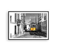 ARTTOR Affiche Decoration Murale Moderne Poster Cadre Noir 100x70cm Tram Portugal Lisbonne Deco Affiches Murales Wall Art Design Tableau Decoration Salon Chambre Cuisine Decor P2BAA100x70-4977