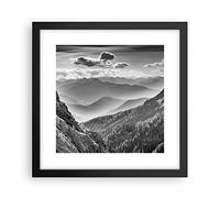 ARTTOR Deco Affiches Murales 30x30cm Affiche Decoration Murale Noir Et Blanc Paysage Montagnes Cuisine Wall Art Design Moderne Poster Cadre Noir Tableau Decoration Salon Chambre Decor P2BAC30x30-4560
