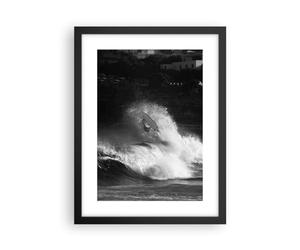 Poster Cadre Noir 30x40 cm Affiche Noir et Blanc Personnes - 5388 - P2B | Surf Flots Eau Poster Mural Moderne Décoratif Art Mural Impression d'Art Salon Chambre Cuisine Tableau Décoration ARTTOR