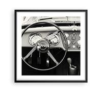 ARTTOR Affiche Decoration Murale Moderne Poster Cadre Noir 50x50cm Volant Voiture Vintage Deco Affiches Murales Wall Art Design Tableau Decoration Salon Chambre Cuisine Decor P2BAC50x50-4853