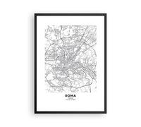Poster Cadre Noir 50x70 cm Affiche Noir et Blanc Carte du Monde 4682 P2B