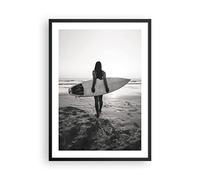 Affiche Poster 50x70cm Tableaux Image Photo Femme Plage Surf Wall Art Decoration