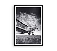Poster Cadre Noir 70x100 cm Affiche Noir et Blanc Avions - 4363 - P2B