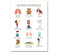 poster Calming Corner Posters Set - Social Emotional Learning SEL Feelings Chart with Coping Skills Breathing Exercises(Unframed,08x12inch(20x30cm))