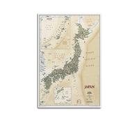 Poster carte Asie Japon vintage carte décorative sur toile murale et image d'art décoration de chambre à coucher 50 x 75 cm