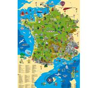 Poster - Carte de France illustrée - 100 x 70 cm
