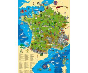 Poster - Carte de France illustrée - 100 x 70 cm