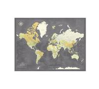 Poster carte du monde avec épingles pour le suivi de voyage | Poster de carte de voyage pour suivi de voyage (81,3 x 61 cm)